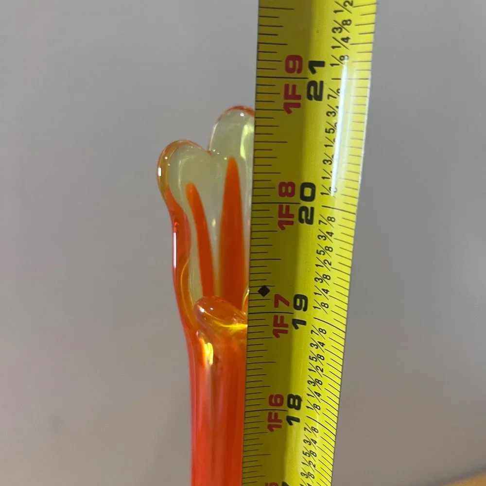 Vtg Viking Epic Column Swung Vase Amberina Orange Glows‎ MCM 20.5
